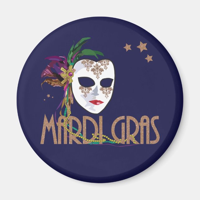 Damask Mardi Gras Mask Magnet (Front)