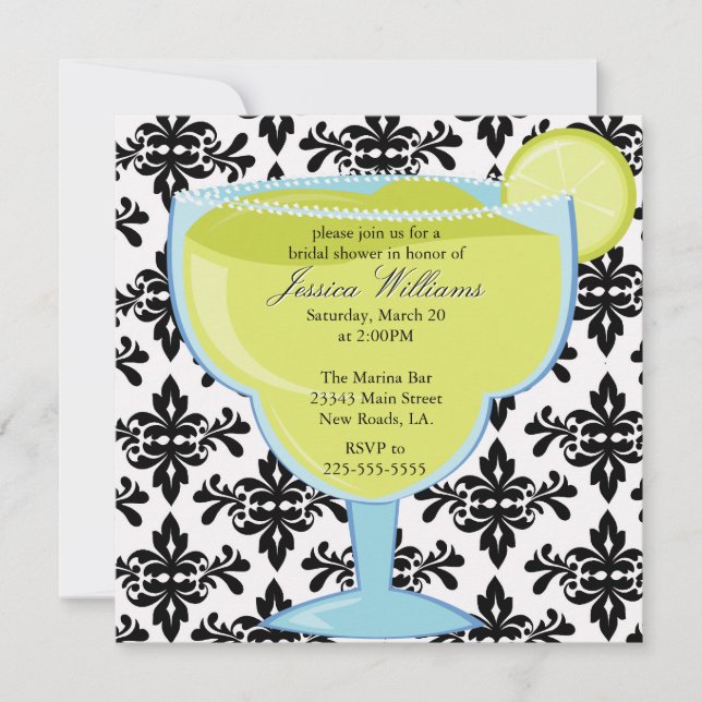 Damask Margarita Bridal Shower Invitation (Front)