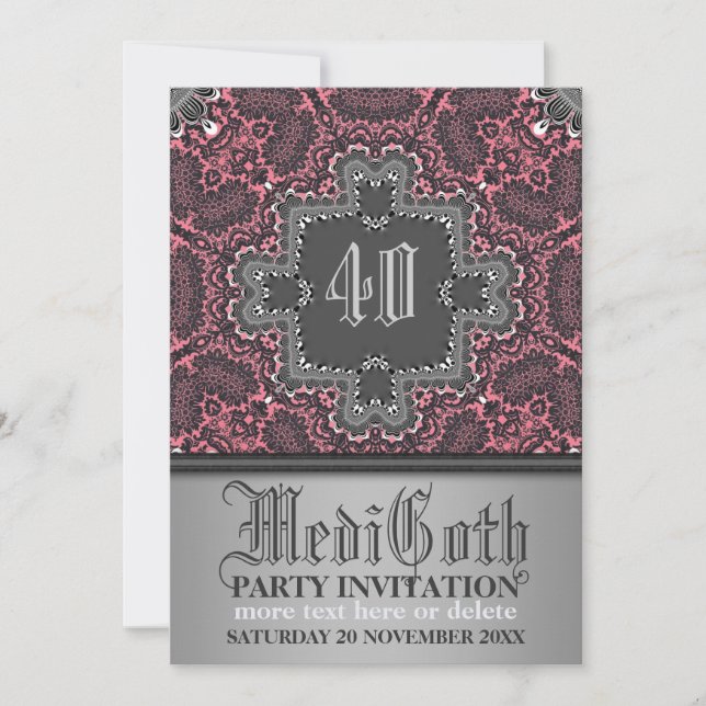 Damask Mediaeval Gothic Theme Party Invitation (Front)