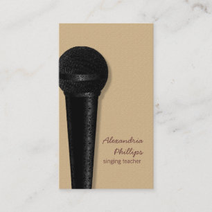 Damask Microphone Business Card, Black Card