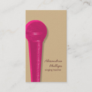 Damask Microphone Business Card, Hot Pink Card