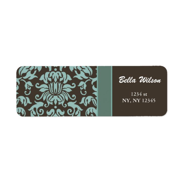 damask mocha address label return address label (Front)