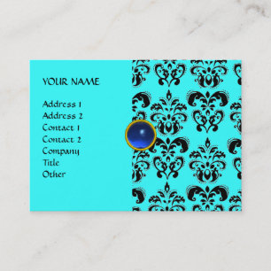 DAMASK MON RUBY bright blue grey gold Business Card