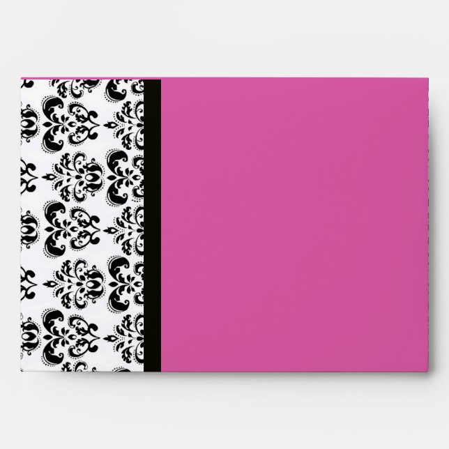 DAMASK  MONOGRAM black white pink purple amethyst Envelope (Front)