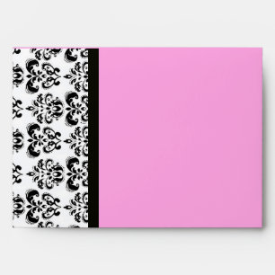 DAMASK  MONOGRAM black white pink purple amethyst Envelopes
