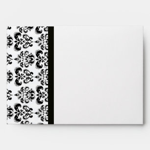DAMASK MONOGRAM ,black white pink ruby fuchsia Envelopes