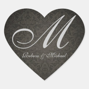 Damask Monogram Bride and Groom Wedding Sticker