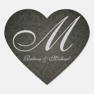 Damask Monogram Bride and Groom Wedding Sticker