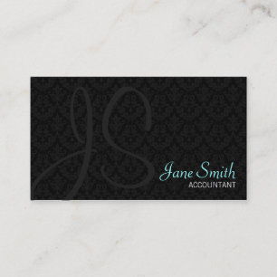 Damask Monogram Business Cards