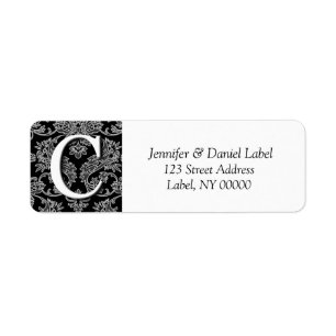 Damask Monogram C Return Address Labels