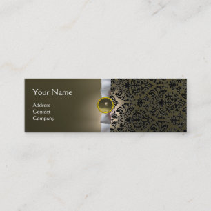 DAMASK MONOGRAM gem ribbon white grey Mini Business Card