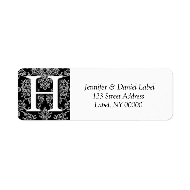 Damask Monogram H Return Address Labels (Front)