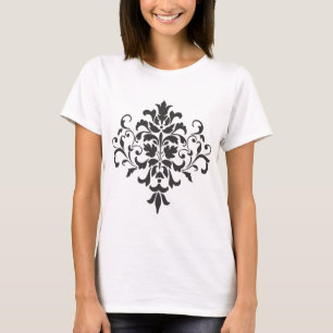 Damask Monogram in Elegant Grey and Black T-Shirt