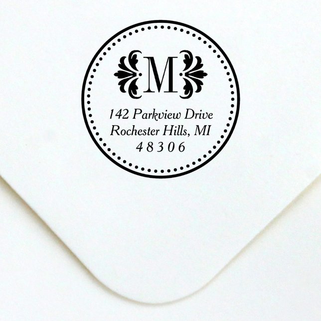 Damask Monogram Initial Classic Return Address Self-inking Stamp (Creator Uploaded)