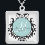 Damask Monogram Names Wedding Date Necklace<br><div class="desc">Customisable Bride Groom Save the Date Necklace with damask pattern. Art and design by Elke Clarke ©2010. Damask pattern by Elke Clarke. No duplication for personal or commercial use allowed.</div>