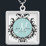 Damask Monogram Names Wedding Date Necklace<br><div class="desc">Customisable Bride Groom Save the Date Necklace with damask pattern. Art and design by Elke Clarke ©2010. Damask pattern by Elke Clarke. No duplication for personal or commercial use allowed.</div>