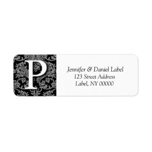 Damask Monogram P Address Mailing Labels
