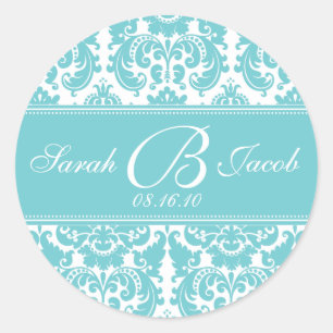 Damask Monogram Sticker- Customise it! Classic Round Sticker