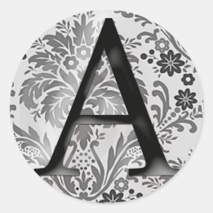 Damask Monogram Sticker - Initial A