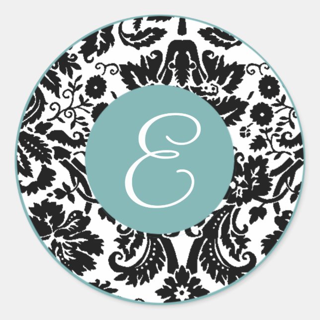 damask Monogram stickers (Front)