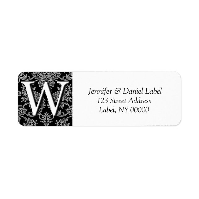 Damask Monogram W Return Address Labels (Front)