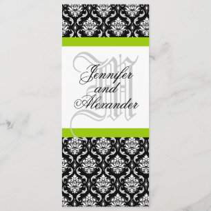 Damask Monogram Wedding Invitation Green