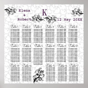 Damask Monogram Wedding Seating Chart