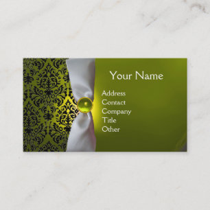 DAMASK MONOGRAM white ribbon black yellow Business Card