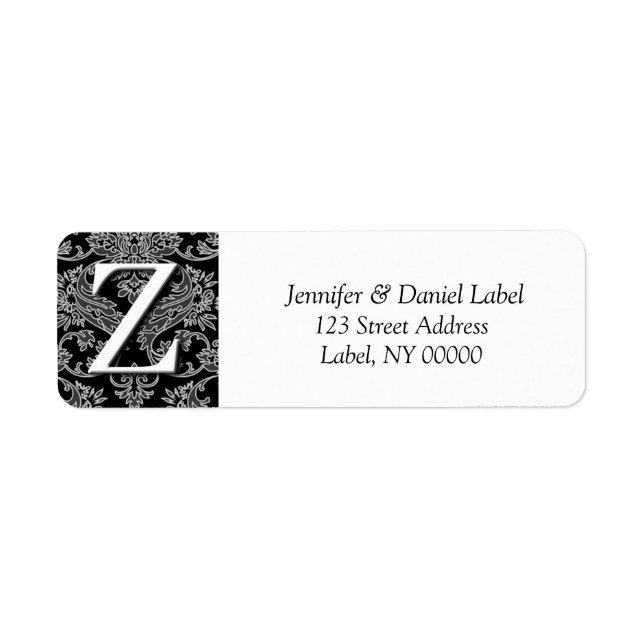 Damask Monogram Z Return Address Labels (Front)