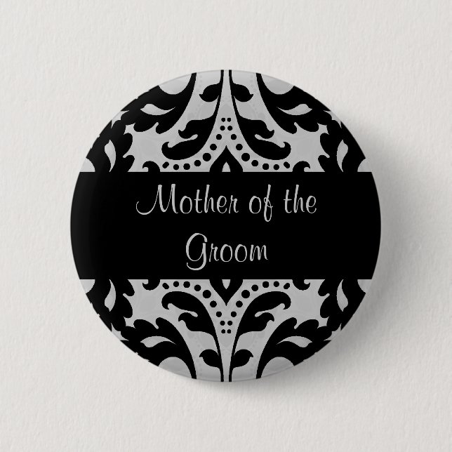Damask mother of groom 6 cm round badge (Front)