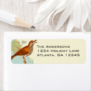 Damask Musical Vintage Bird Return Address Return Address Label