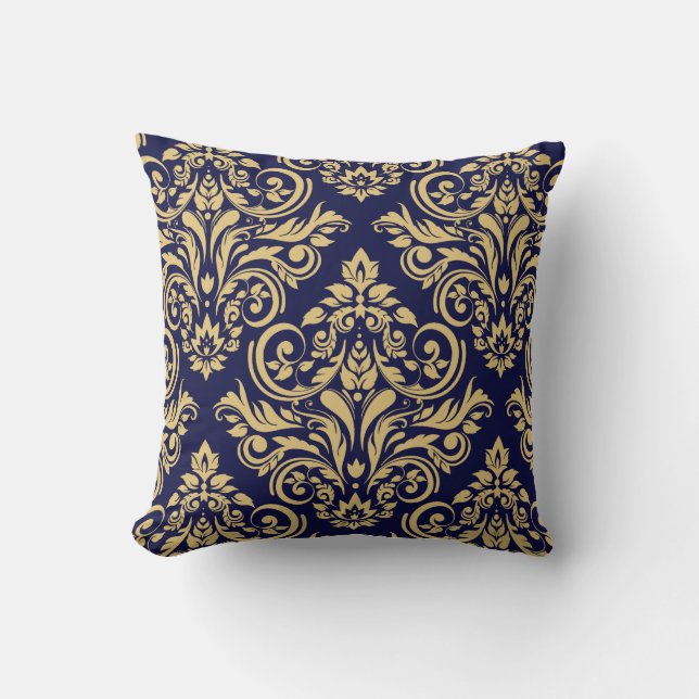 Damask - navy sand cushion (Front)