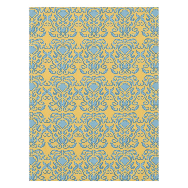 Damask old world cream yellow tablecloth (Front)