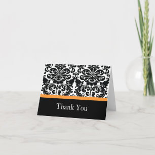 Damask Orange Thank You Note Card