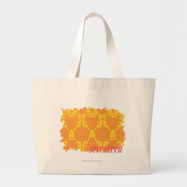 Damask Orange-Yellow 4 Large Tote Bag (Front)