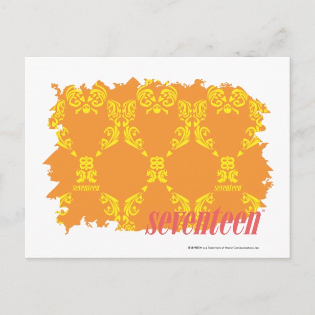 Damask Orange-Yellow 4 Postcard (Front)