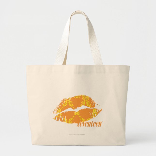 Damask Orange-Yellow Large Tote Bag (Front)