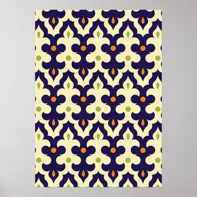 Damask paisley arabesque Moroccan pattern girly Poster (Front)