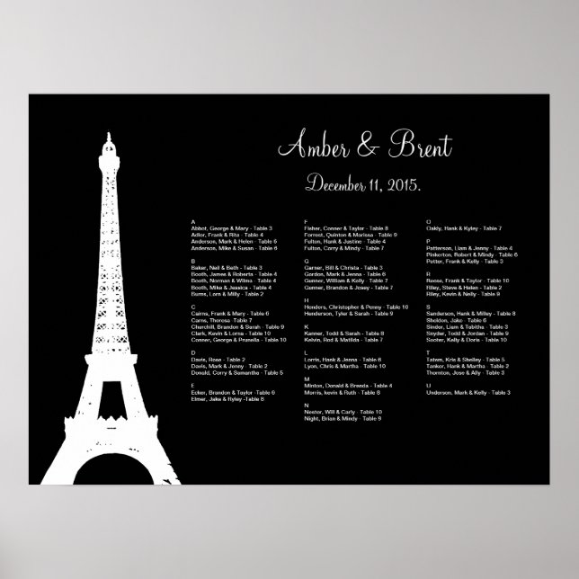 Damask Paris Seating Chart (Front)