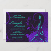 Damask Parisienne: Electric Teal & Purple Birthday