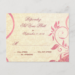 Damask Parisienne - Honeysuckle & Ivory RSVP Card