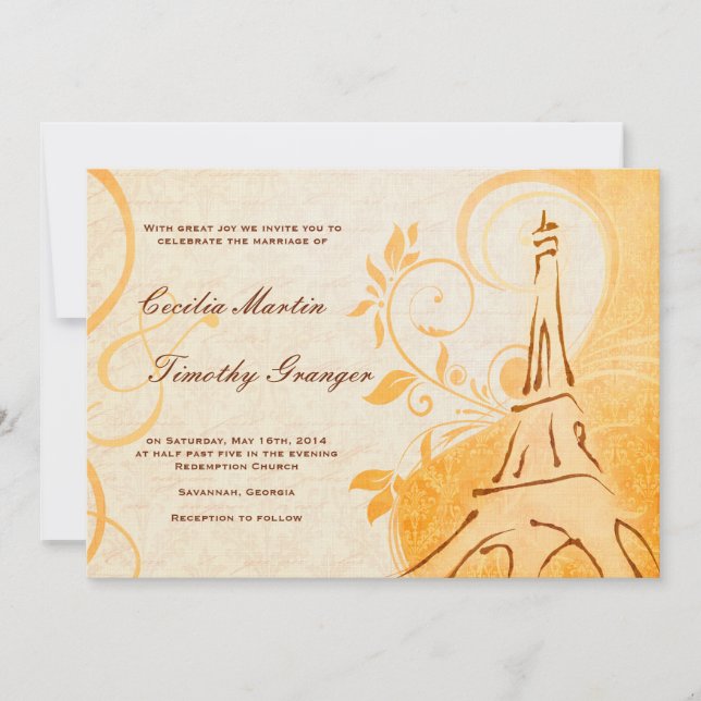 Damask Parisienne - Marmalade & Fall Spice Wedding Invitation (Front)