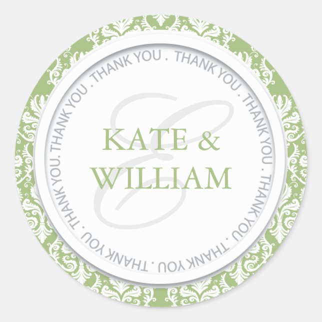 Damask Party Favour Stickers (Front)