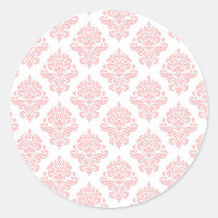 Damask Pastel Pink Peach  Classic Round Sticker