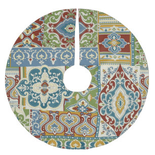 Damask Patchwork: Colourful Turkish Vintage. Brushed Polyester Tree Skirt