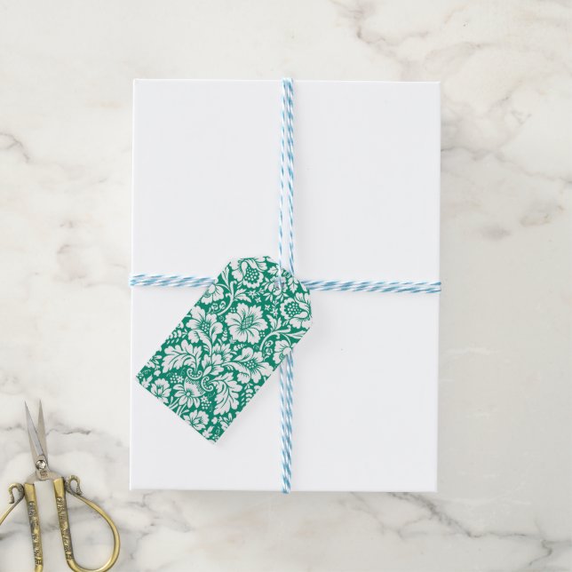 Damask Pattern 10 Gift Tags (With Twine)