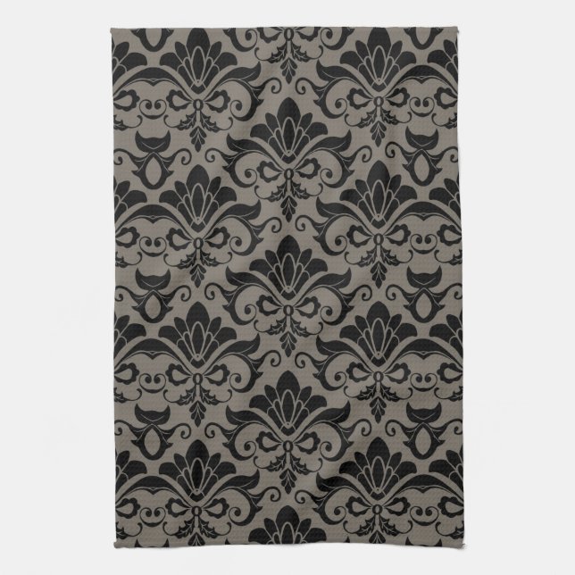 Damask Pattern 2 Tea Towel (Vertical)