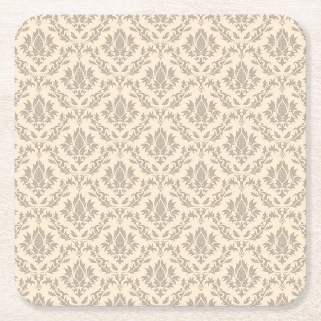 Damask pattern 3 square paper coaster (Front)