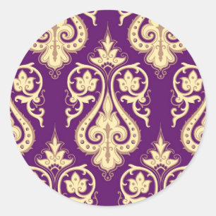 Damask Pattern 4 Classic Round Sticker