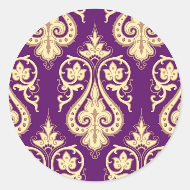 Damask Pattern 4 Classic Round Sticker (Front)